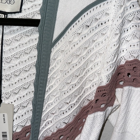 ALEXIS *Oanez* white crochet lace duster cardigan summer jacket S w belt - Picture 3 of 8